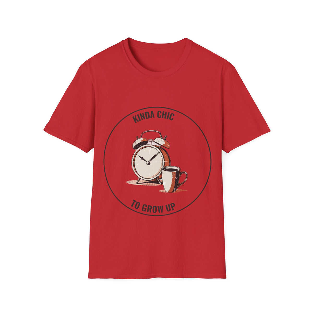 "Kinda Chic To Grow Up" Retro Clock Graphic Tee - Funny Relatable Aesthetic White T-Shirt - Trending Now - September 2026