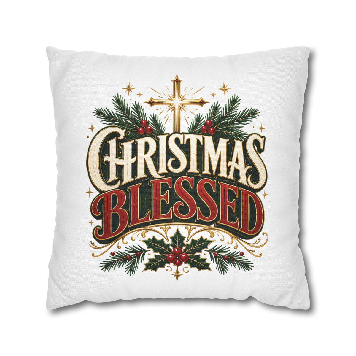 Christmas Spun Square Pillowcase Christmas Blessed Pillowcase