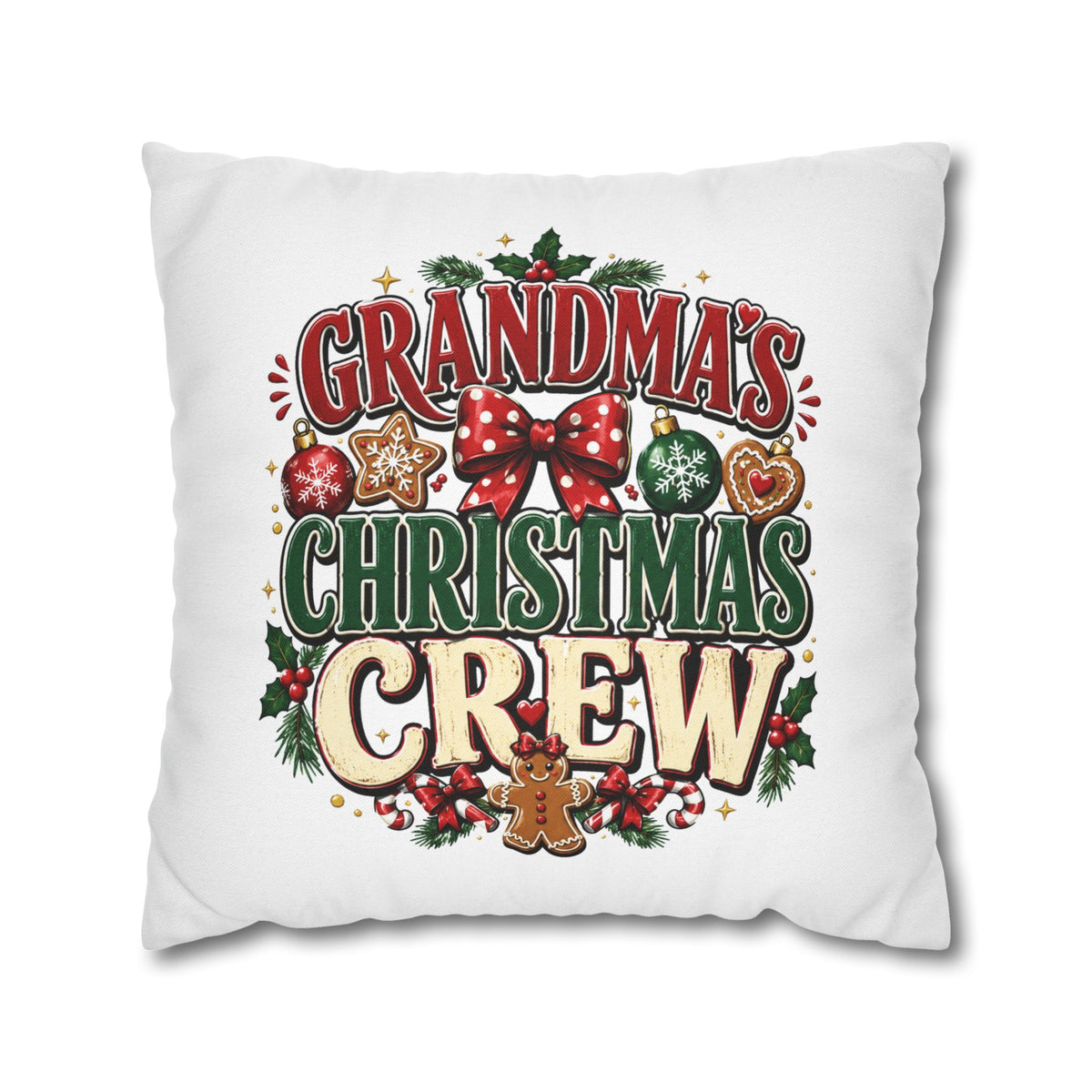 Grandma's Christmas Crew Holiday Pillowcase — Festive Family Decor