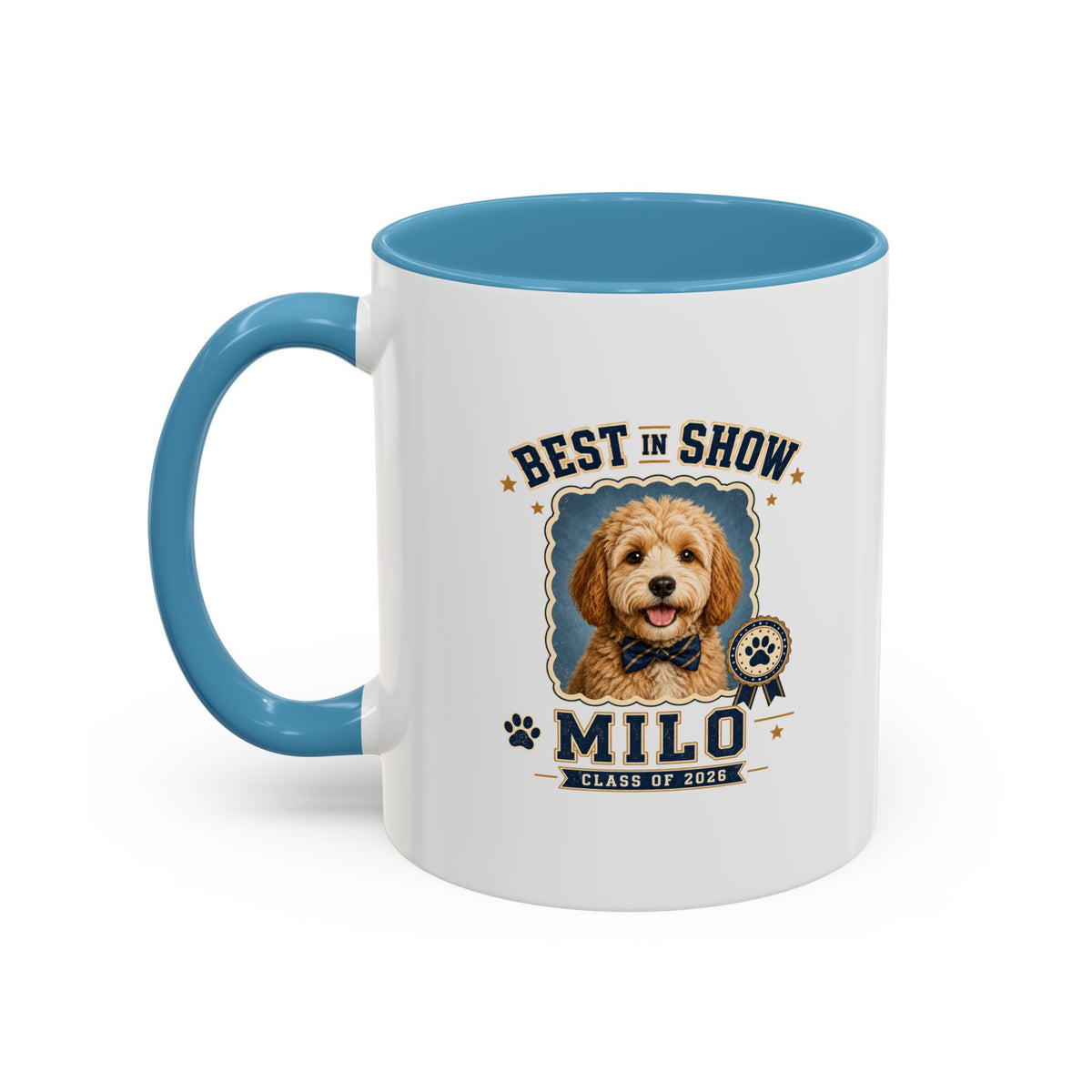 Milo Bailey Dog Dad Mom Best in Show Milo Personalized Dog Coffee Mug — Custom Pet Name Accent Mug