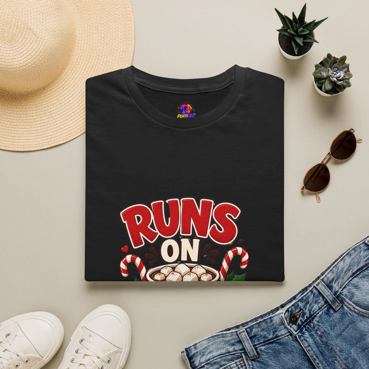 T-Shirt — Runs On Cocoa Holiday Graphic Tee
