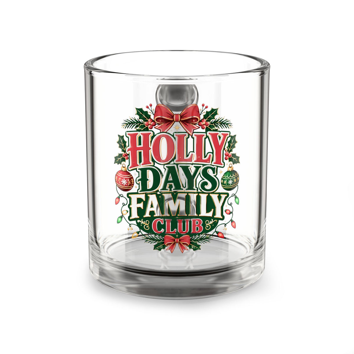 Christmas Glass Mug 10 oz Holly Days Family Club Glass Mug — 10oz Christmas Holiday Coffee Cup