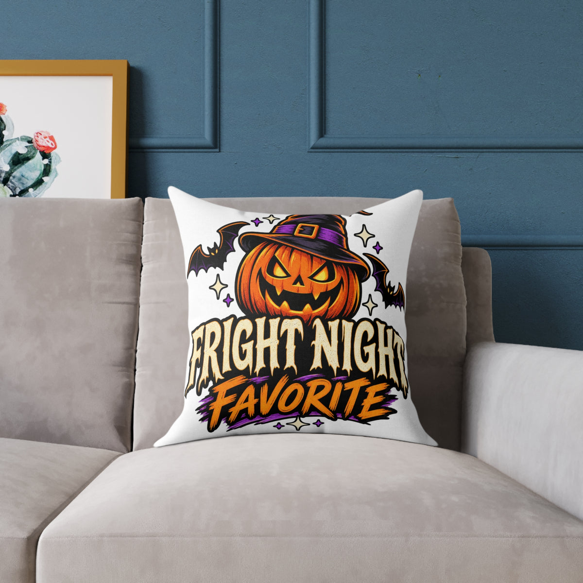 Halloween Pumpkin 'Fright Night Favorite' Square Pillow