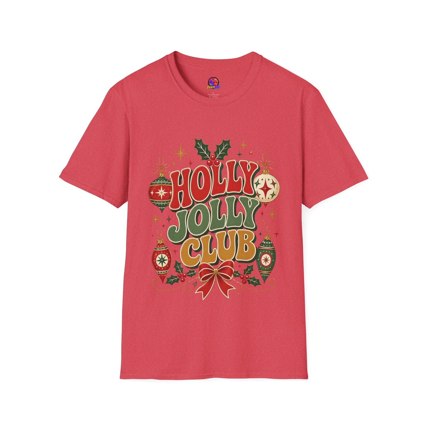Holly Jolly Club Christmas T-Shirt — Retro Holiday Ornament Tee