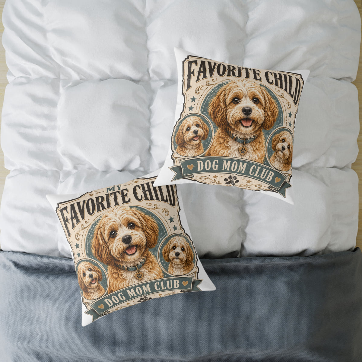 Favorite Child Dog Mom Club Pillow  Milo Bailey Dog Dad Mom — Cute Dog Mom Decorative Throw Pillow