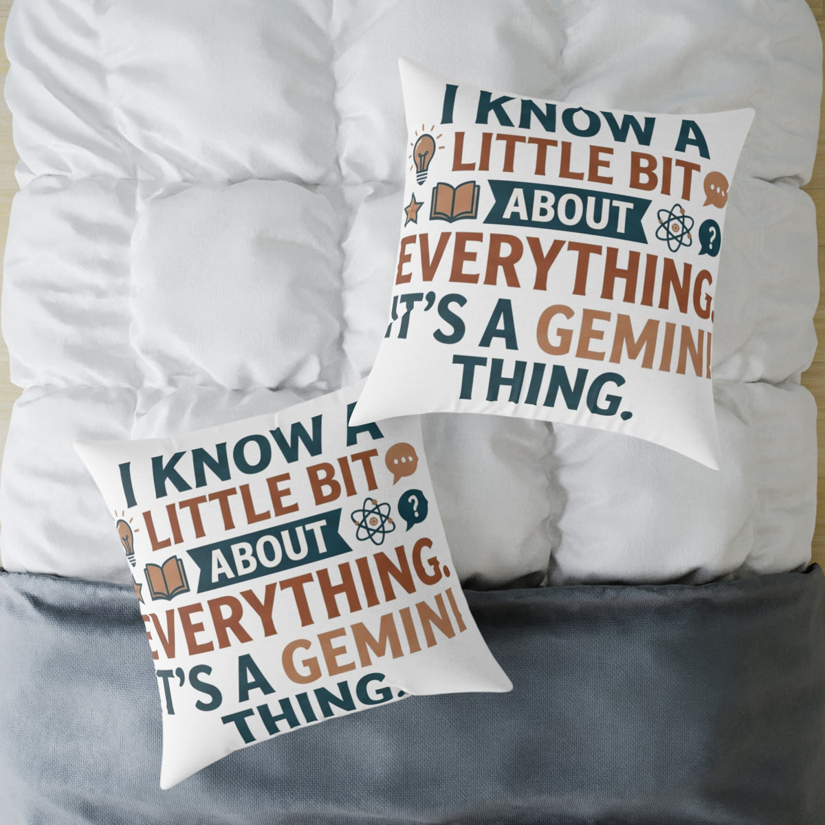 Gemini Zodiac I know A little Bit About Everything Square Poly Canvas Pillow