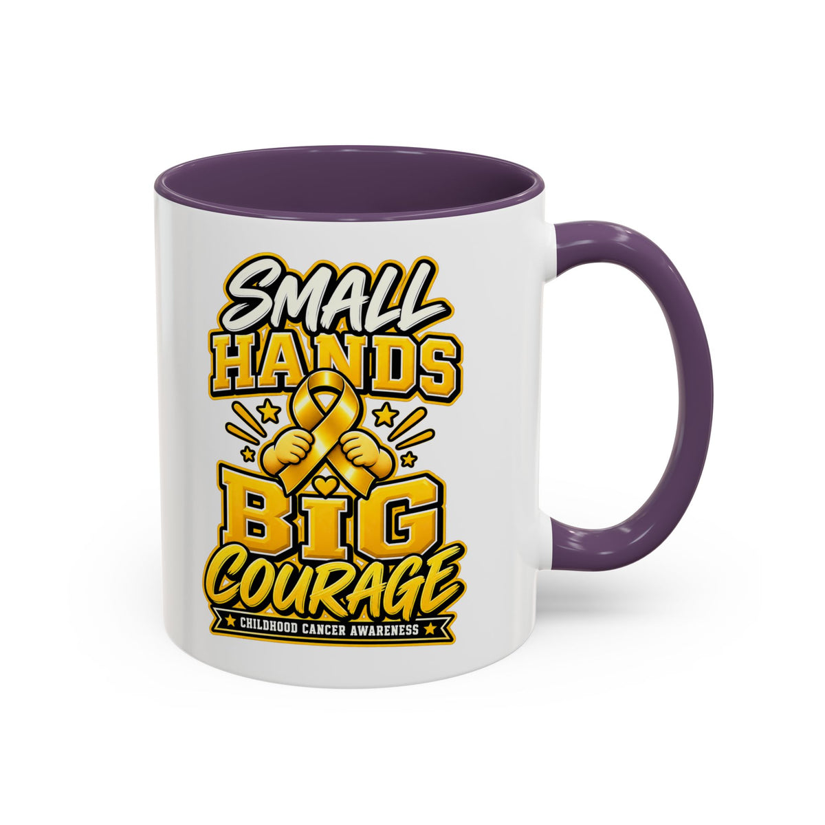 Coffee Mug - "Small Hands Big Courage" Childhood Cancer Awareness Accent Mug
