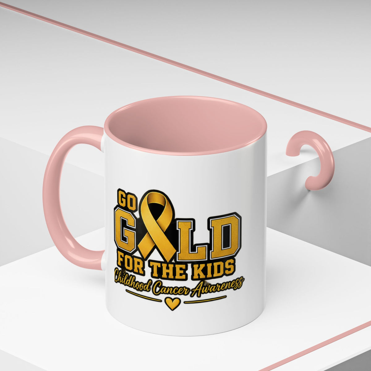 Gold For The Kids Coffee Mug — Childhood Cancer Awareness Accent Mug (11/15oz)