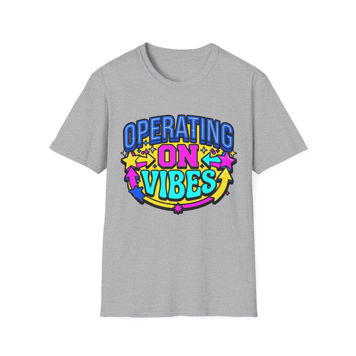 Operating On Good Vibes T-Shirt — Retro Rainbow Positive Energy Tee - Trending Now - August 2026