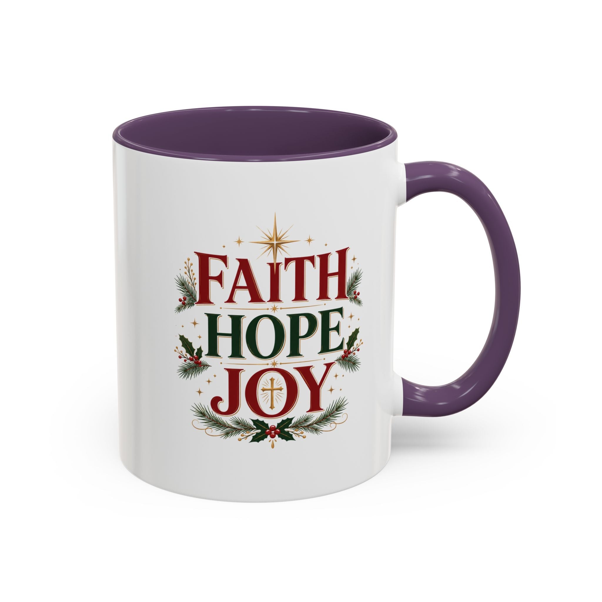 Faith Hope Joy Coffee Mug — Christmas Holiday Inspirational Accent Mug