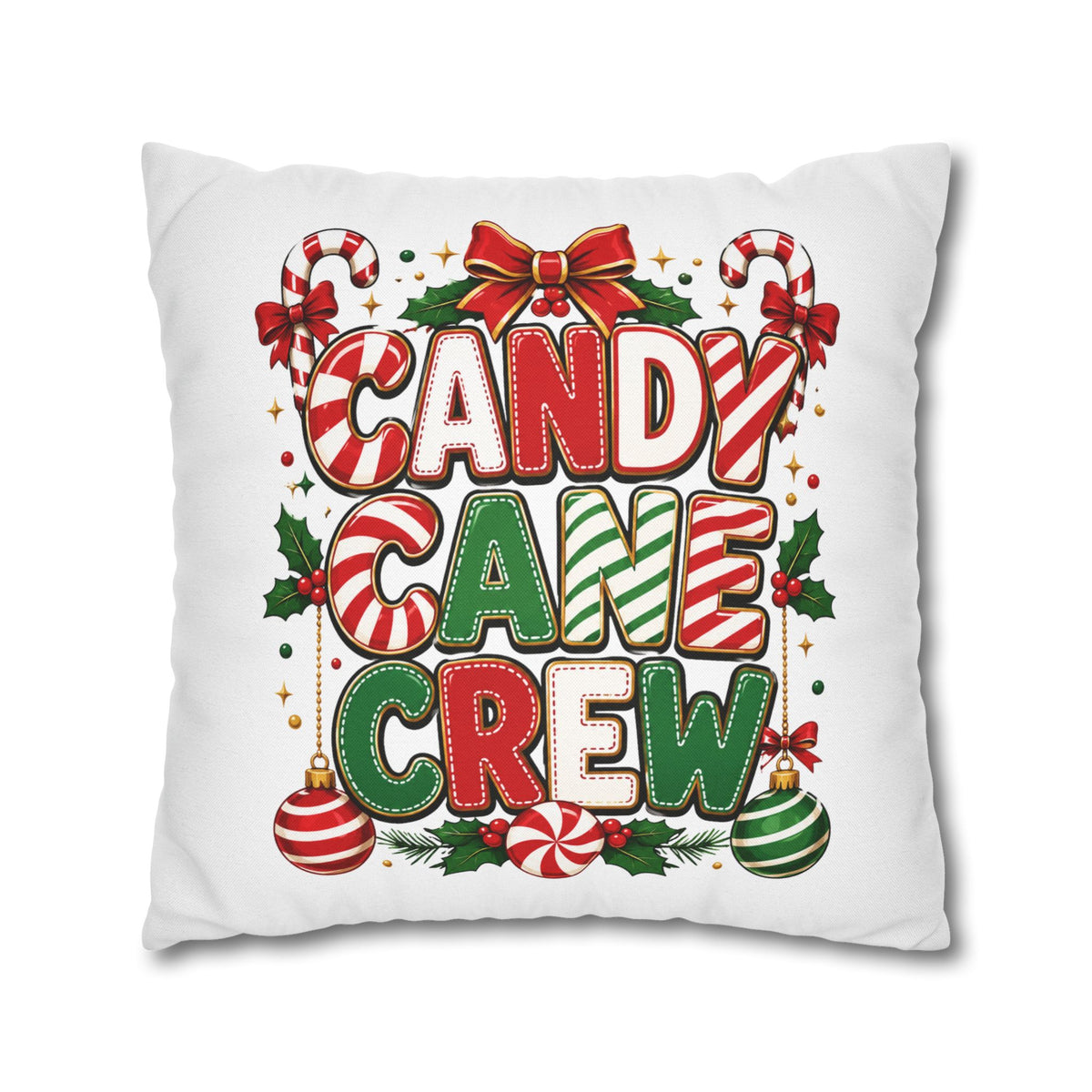 Christmas Candy Cane Crew Holiday Pillowcase — Festive Christmas Decorative Throw