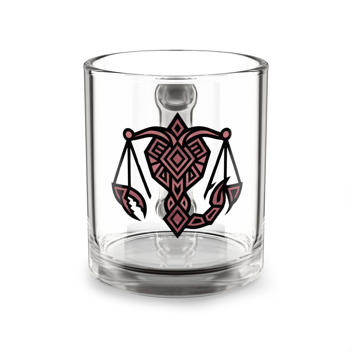 Scorpio  Zodiac Glass Mug — Pink Geometric Scales 10oz