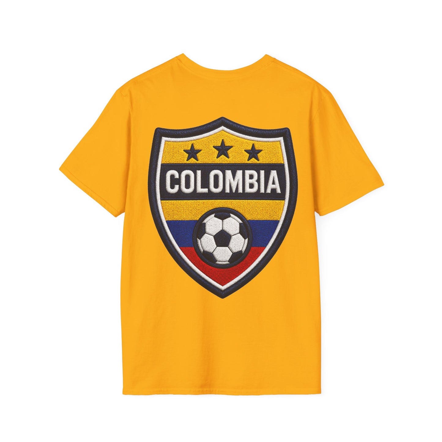 Columbia Soccer Player Graphic T-Shirt — "Golden Rhythm" Vibrant Beach Soccer Tee