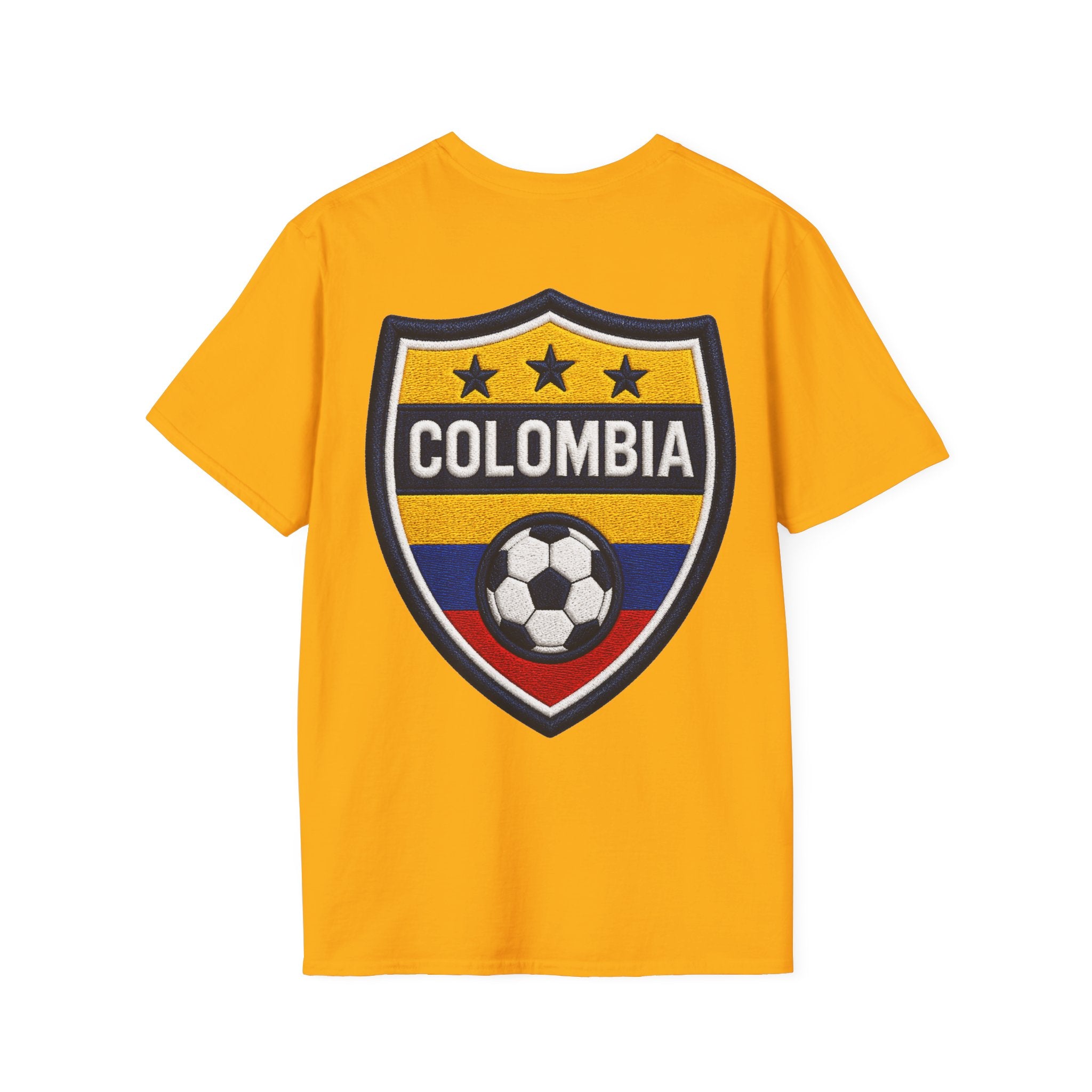 Columbia Soccer Player Graphic T-Shirt — "Golden Rhythm" Vibrant Beach Soccer Tee