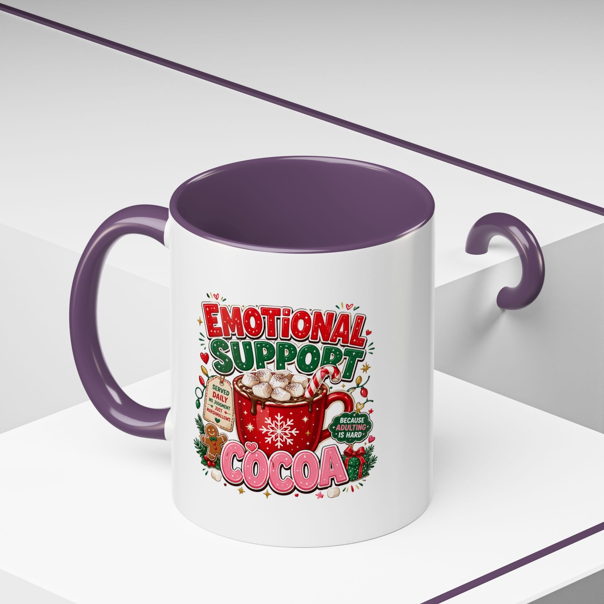 Modern Day Christmas  Emotional Support Cocoa Mug — Festive Hot Chocolate Christmas Coffee Cup (11/15oz)