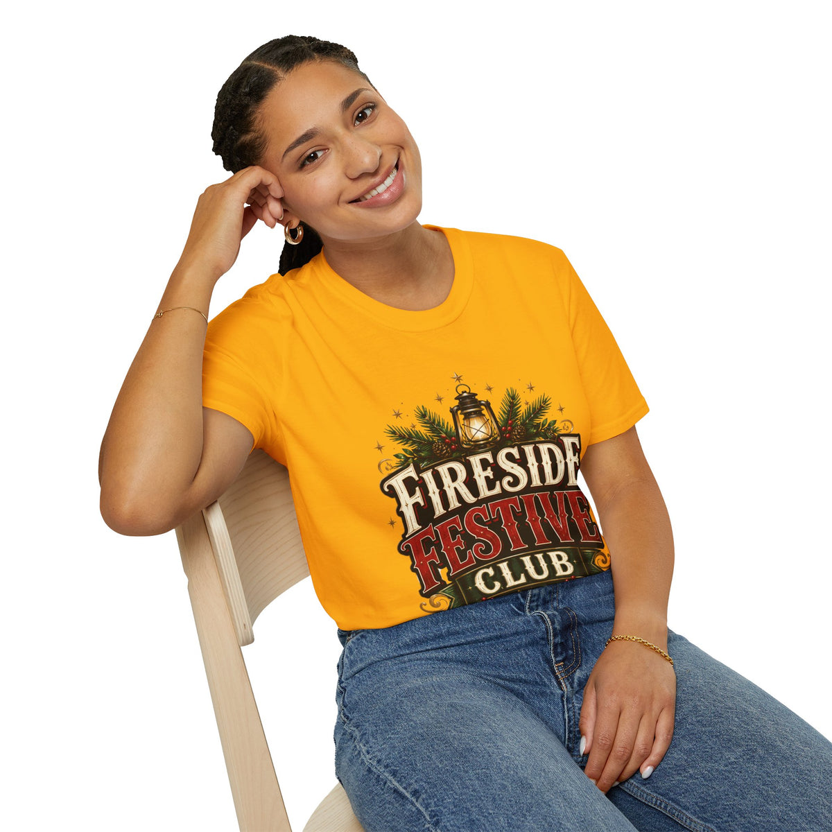 Fireside Festive Club T-Shirt — Cozy Holiday Lantern Graphic Tee