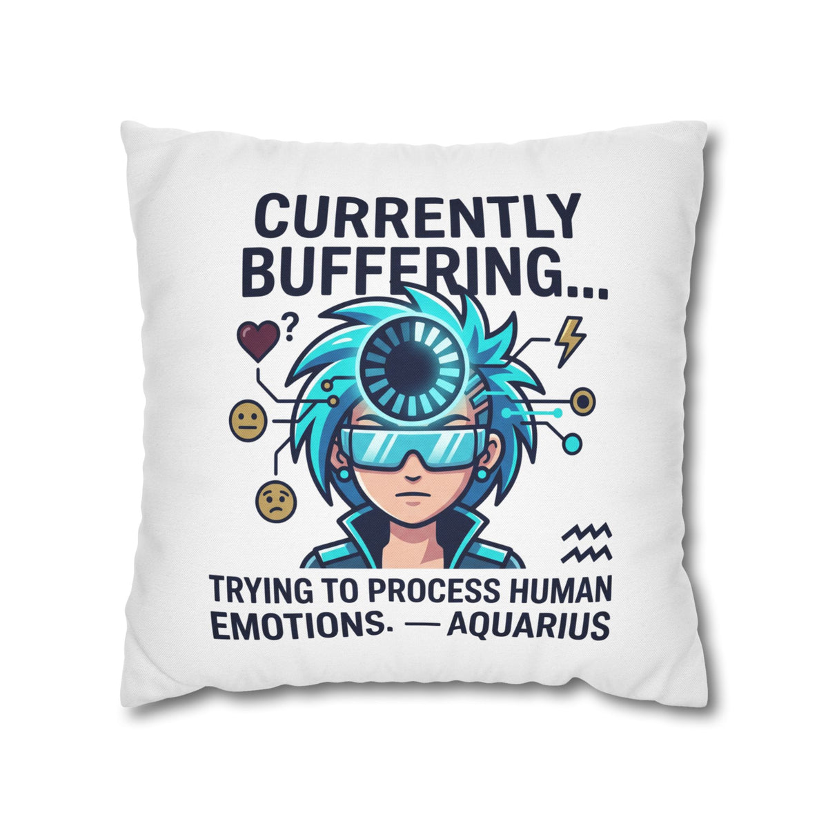 Aquarius Zodiac Spun Polyester Square Pillowcase