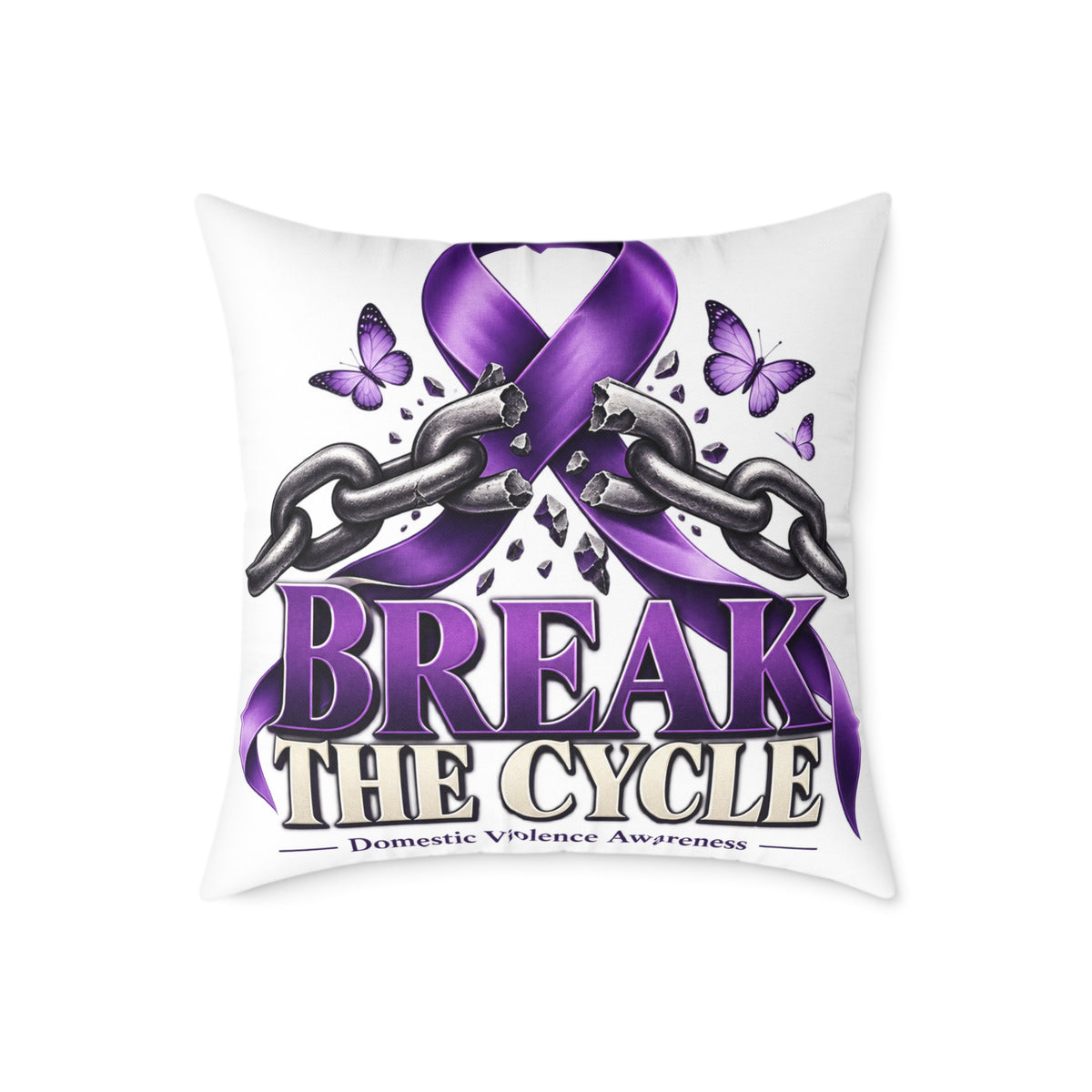 Break the Cycle Awareness Pillow — Purple Ribbon Domestic Violence Support