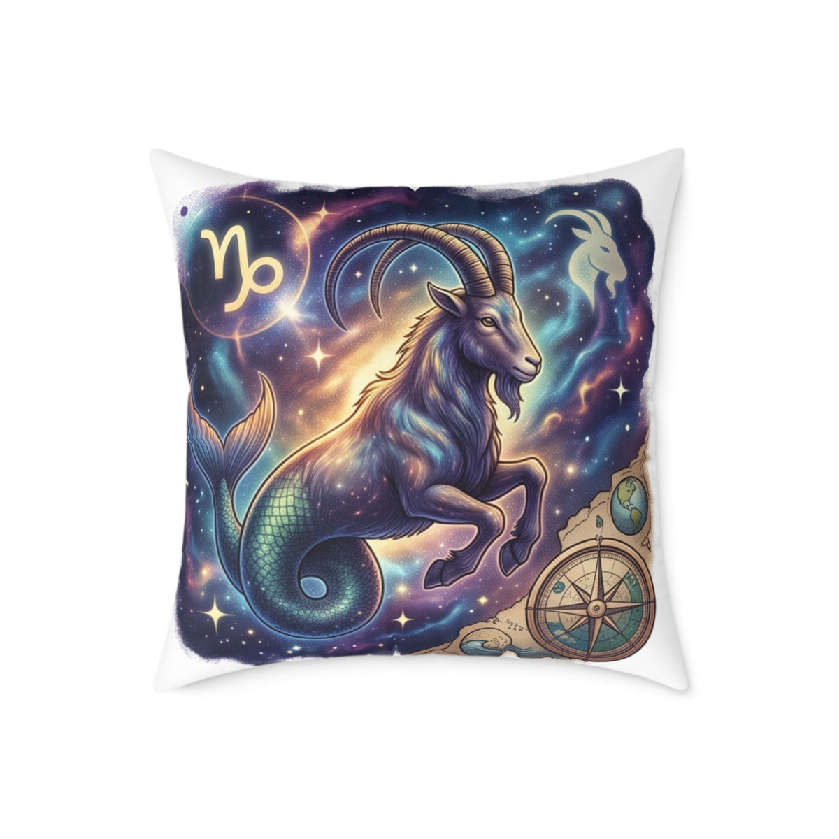 Capricorn Zodiac Pillow – Mystical Sea-Goat Constellation Decorative Throw Pillow