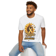 Childhood Cancer Awareness T-Shirt — "Hope Changes Lives" Sunflower Ribbon