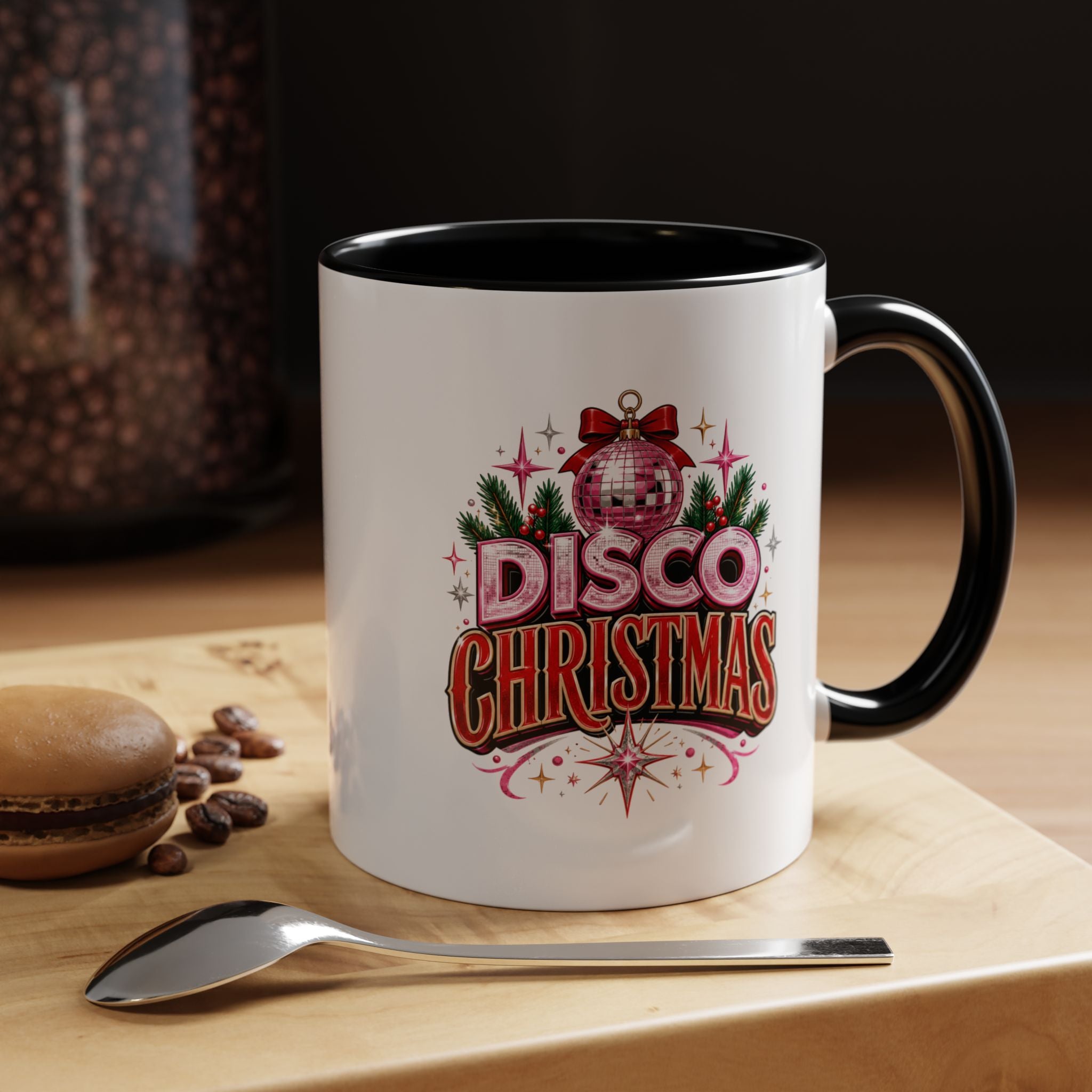 Disco Christmas Coffee Mug — Retro Holiday Disco Ball Christmas Tree Accent Mug
