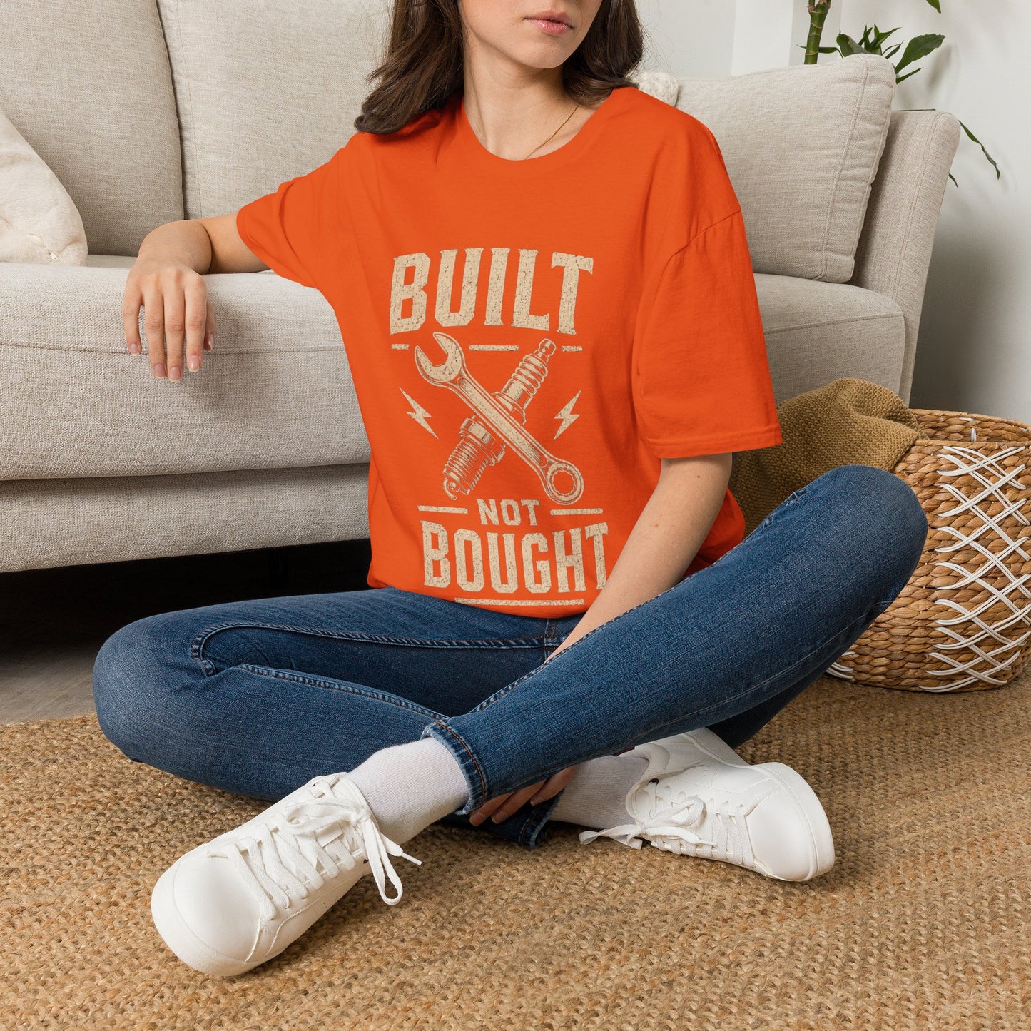Built Not Bought T-Shirt — Vintage Mechanic DIY Garage Tee