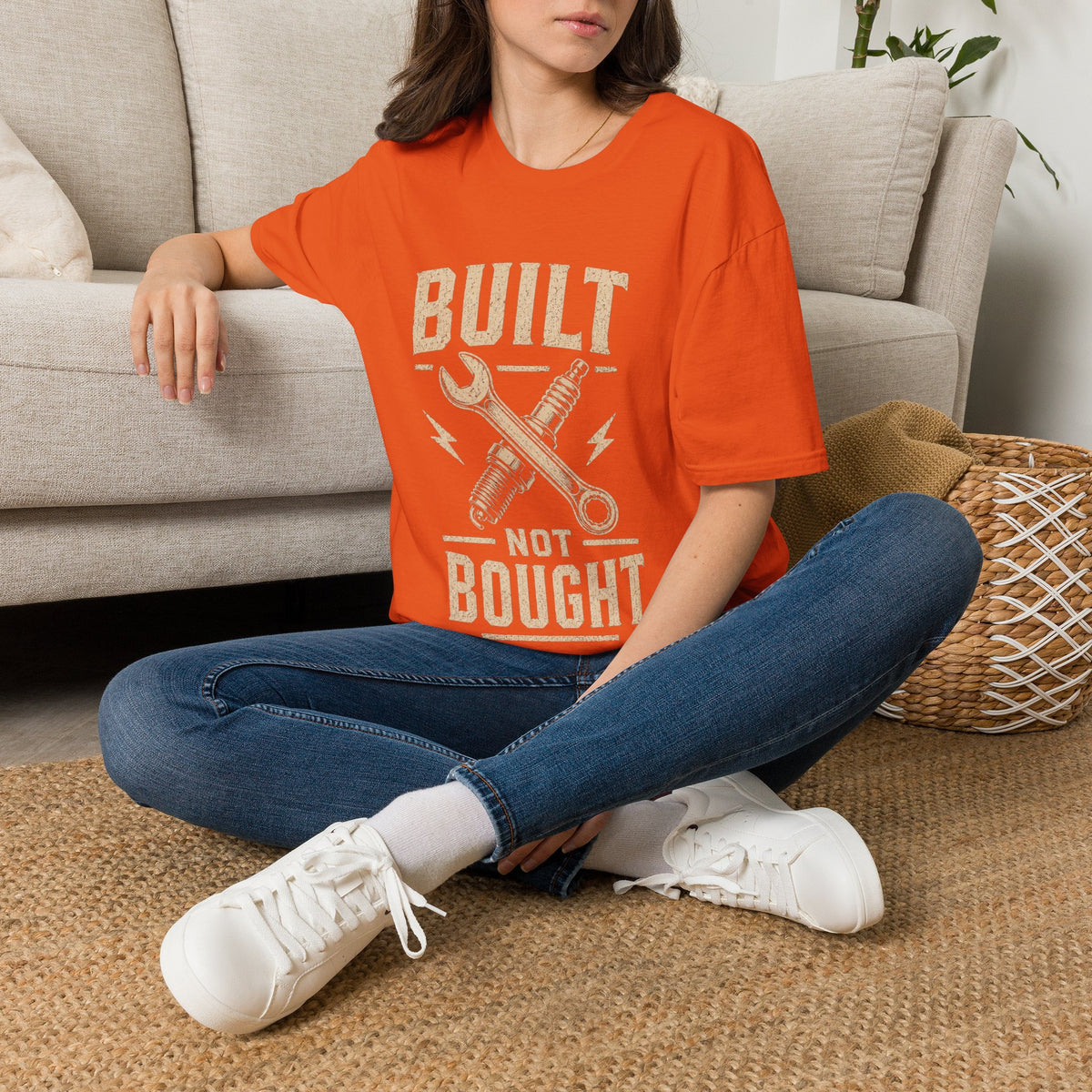 Built Not Bought T-Shirt — Vintage Mechanic DIY Garage Tee