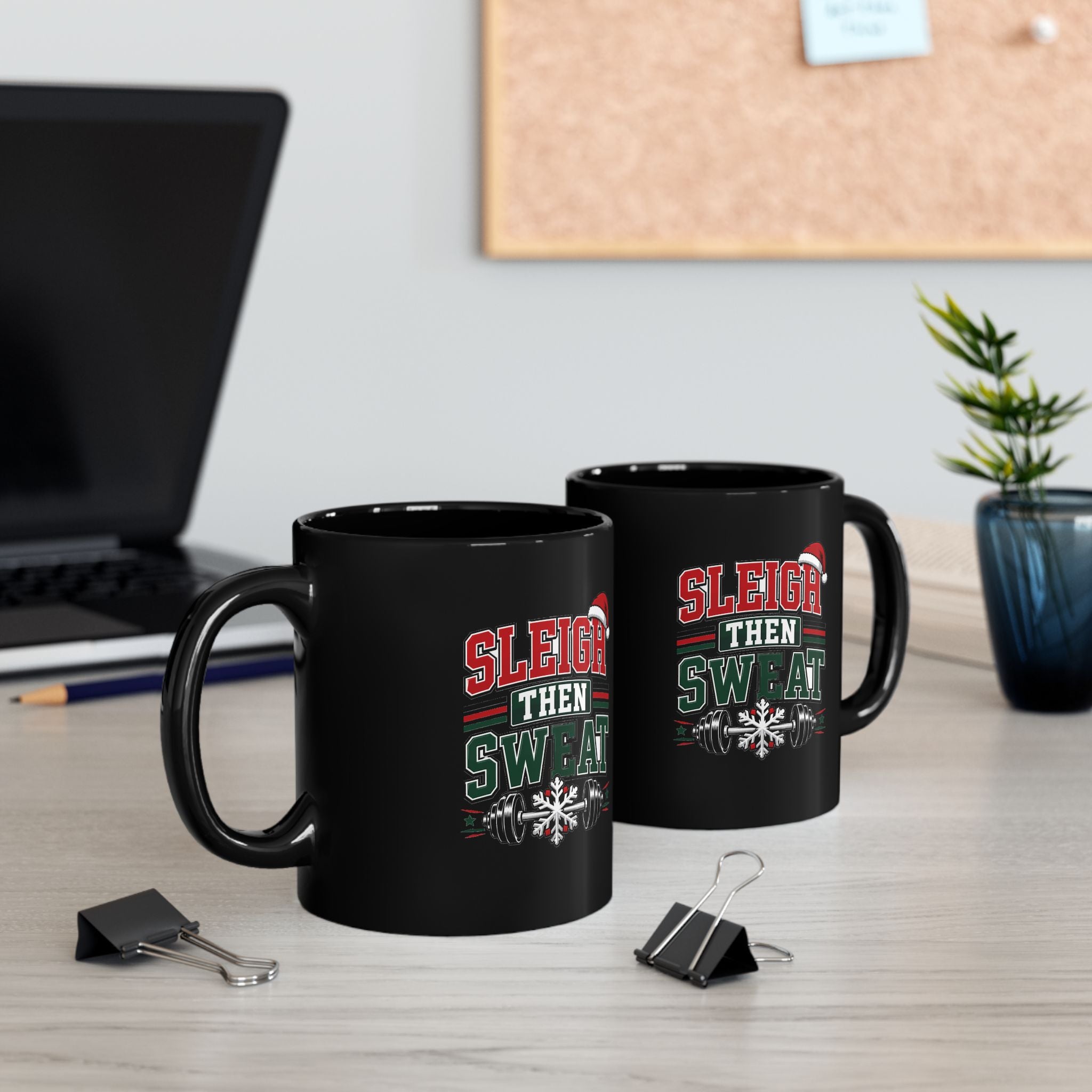 Modern Day Christmas Sleigh Then Sweat Coffee Mug — Funny Christmas Fitness Mug