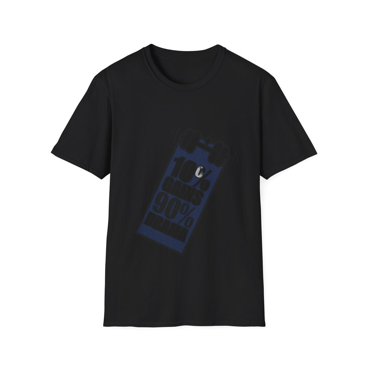 10% Gains Drama Barbell T-Shirt - Minimalist Funny Gym Graphic Tee - Trending Now - September 2026