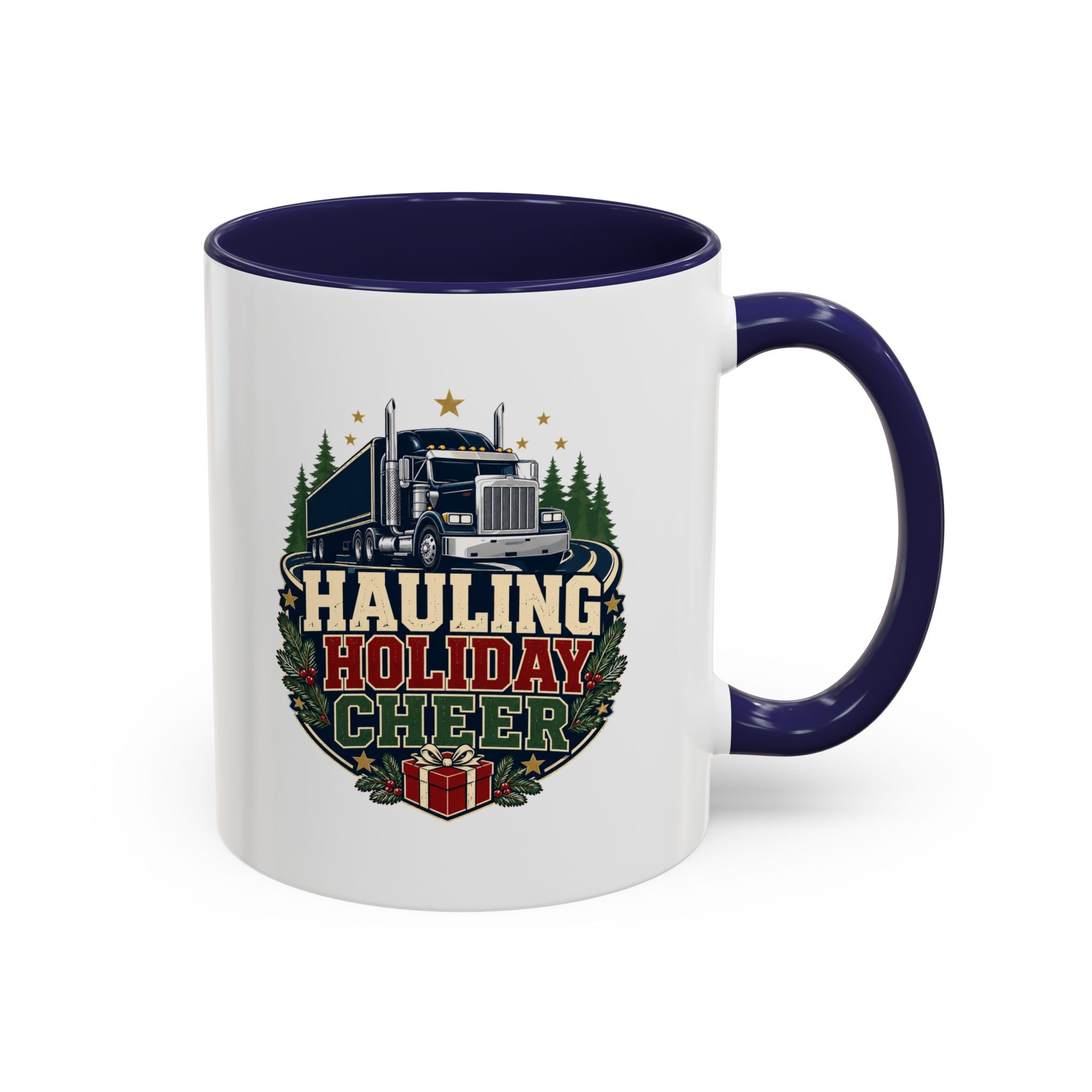 Modern Day Christmas Hauling Holiday Cheer Coffee Mug