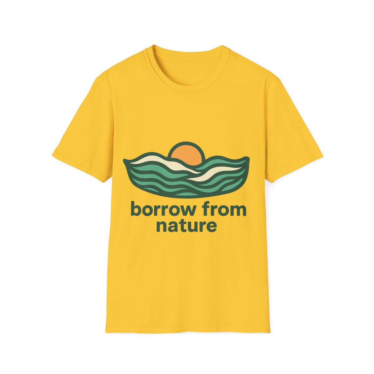 Borrow From Nature T-Shirt — Retro Sunset Eco Graphic Tee - Trending Now - September 2026