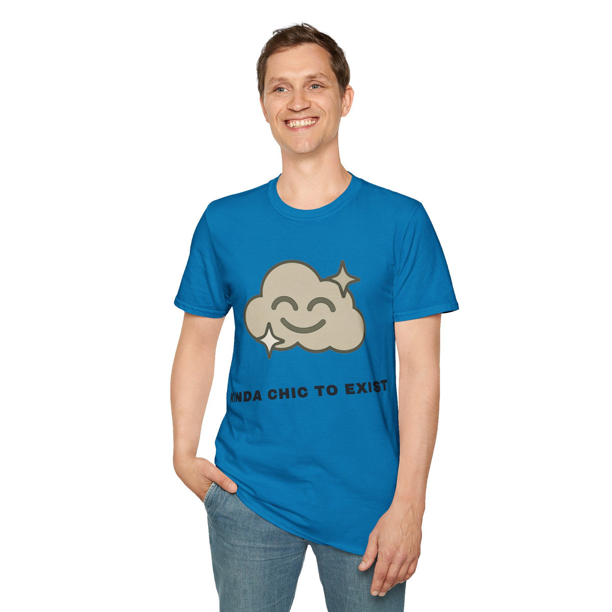 T-Shirt — "Kinda Chic to Exist" Smiling Cloud Graphic Tee - Trending Now - September 2026