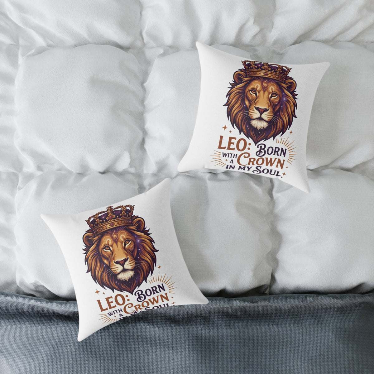 Leo Zodiac Born With A Crown Square Poly Canvas Pillow