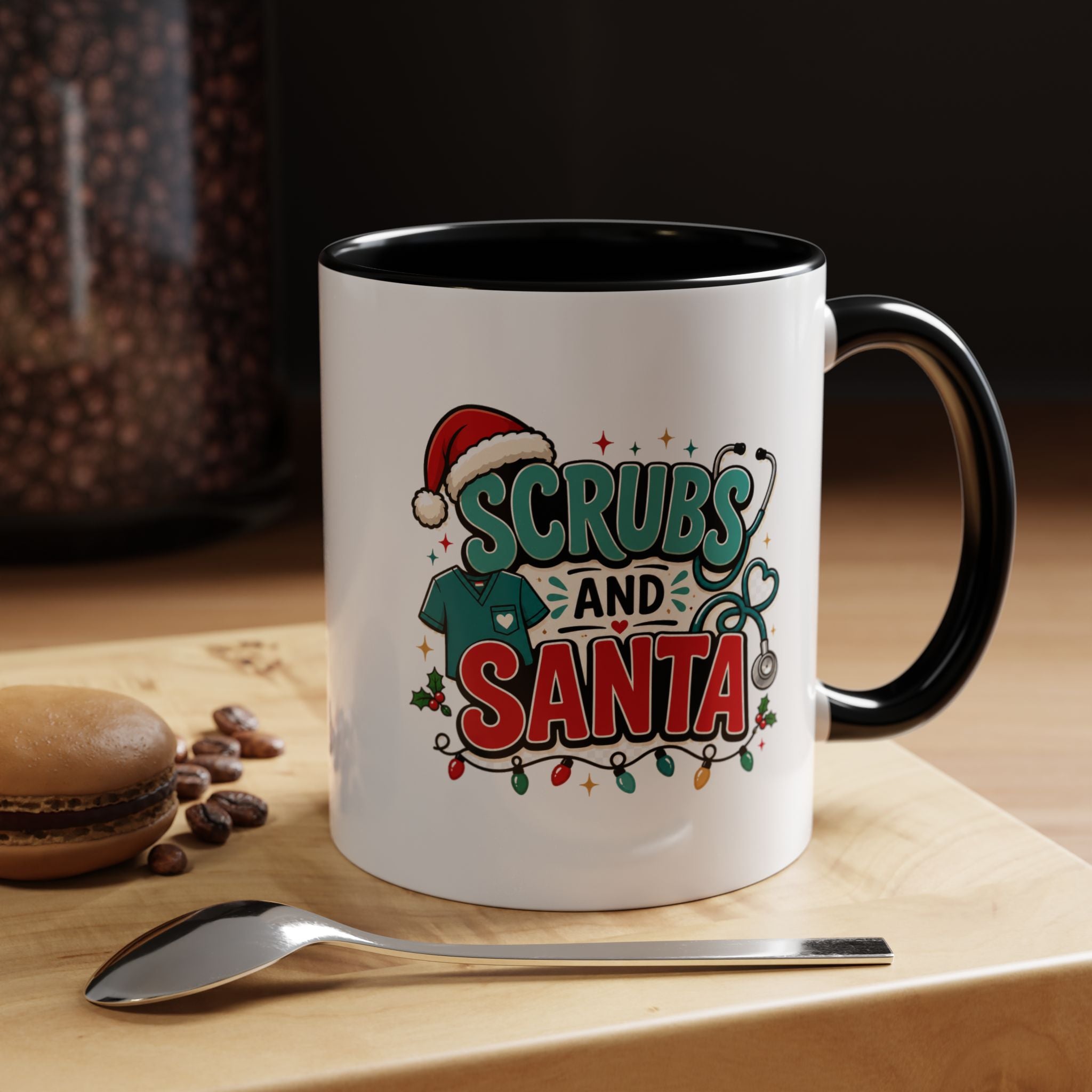 Modern Day Christmas Scrubs and Santa Coffee Mug — Funny Christmas Nurse Gift