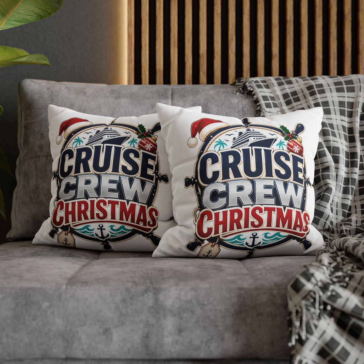 Cruise Crew Christmas Pillowcase –Modern Day Christmas   Nautical Holiday Decorative Pillowcase