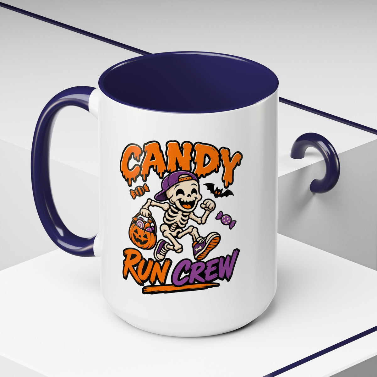 Candy Run Crew Coffee Mug — Halloween Skeleton Trick-or-Treat Accent Mug (11/15oz)