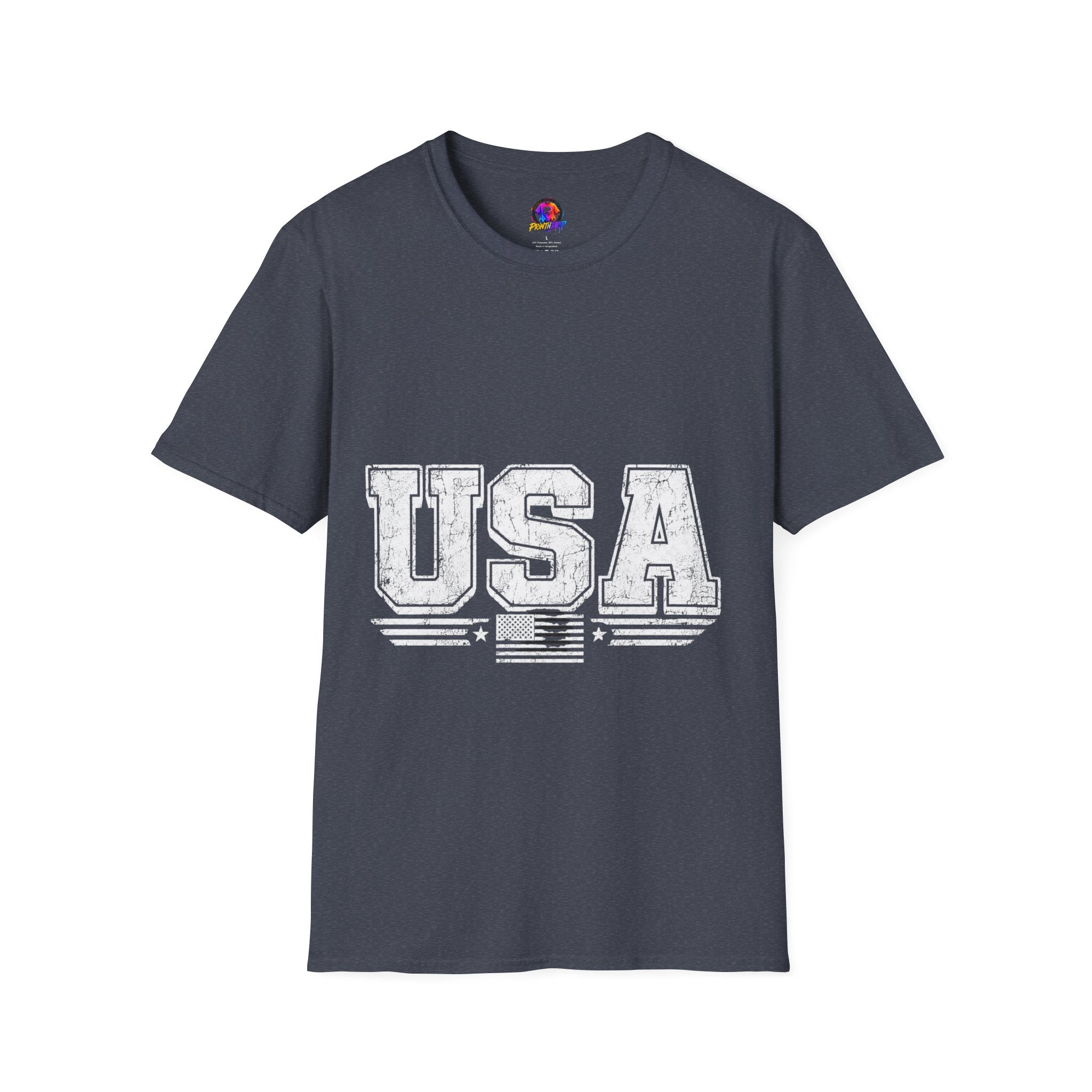 USA Vintage Block T-Shirt — Patriotic Americana Graphic Tee