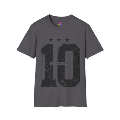 Vintage Argentina Worldcup winning No. 10 Jersey T-Shirt — Distressed Number Tee with Three Stars