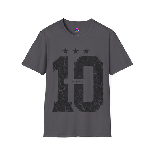 Vintage Argentina Worldcup winning No. 10 Jersey T-Shirt — Distressed Number Tee with Three Stars