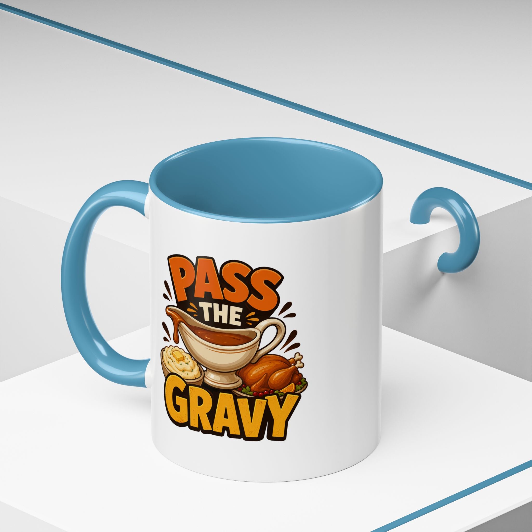 Thanksgiving Mug Pass the Gravy Coffee Mug — Thanksgiving Turkey & Gravy Bowl Accent Mug