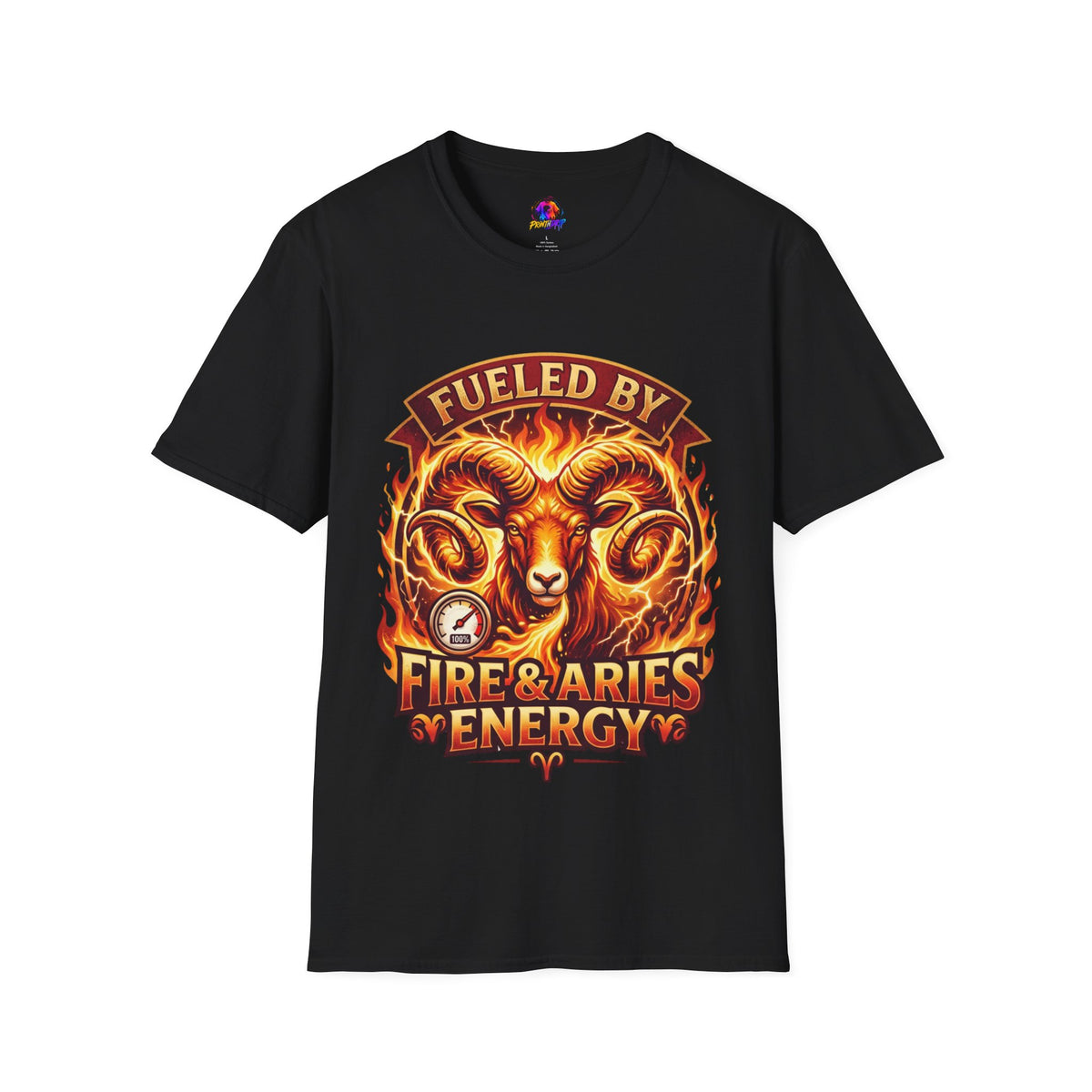 Aries Zodiac Fueled By Fire & Aries Energy T-Shirt — Zodiac Ram Graphic Tee