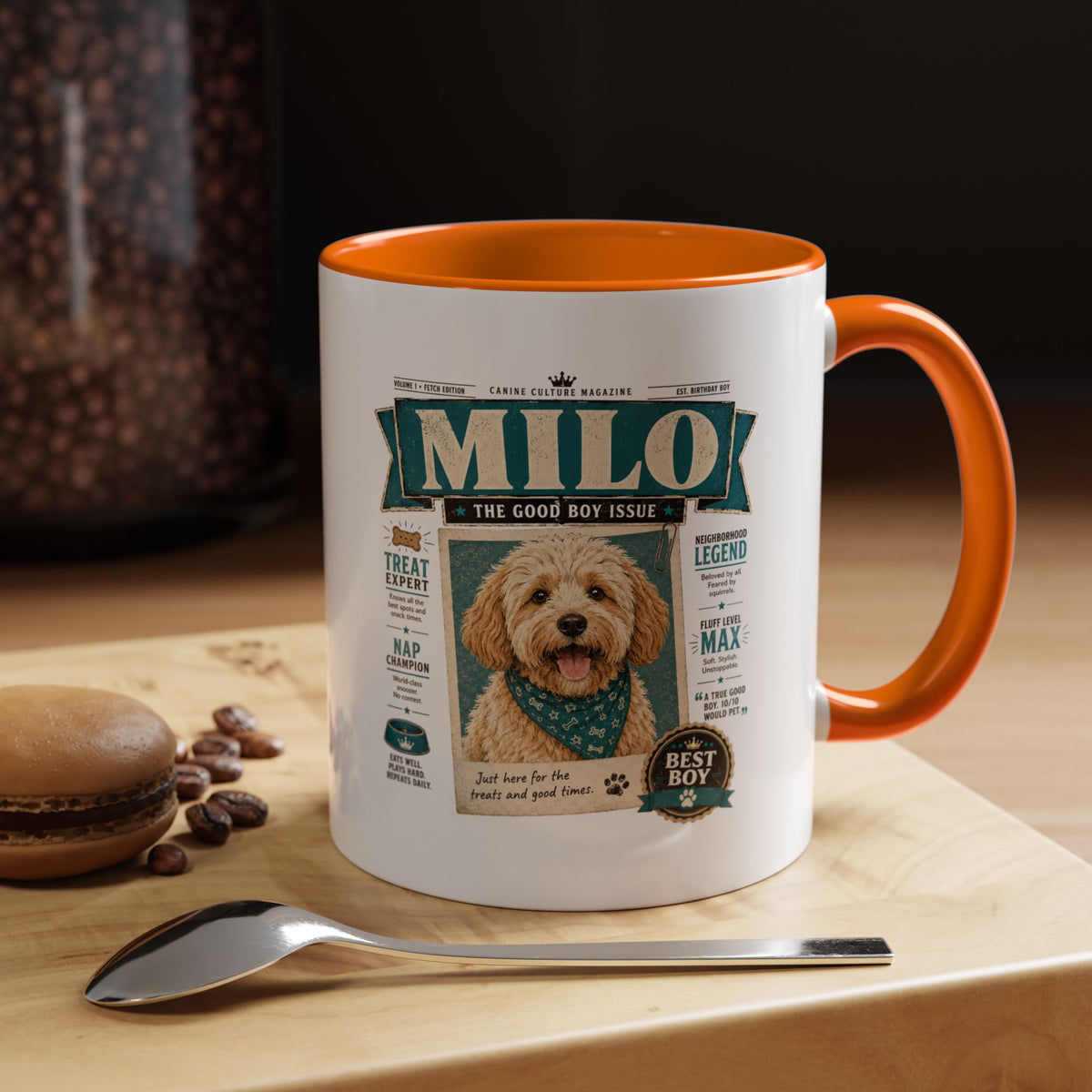 Milo Bailey Dog Dad Mom Personalized Dog Mug – “Milo” Good Boy Vintage Pet Coffee Mug