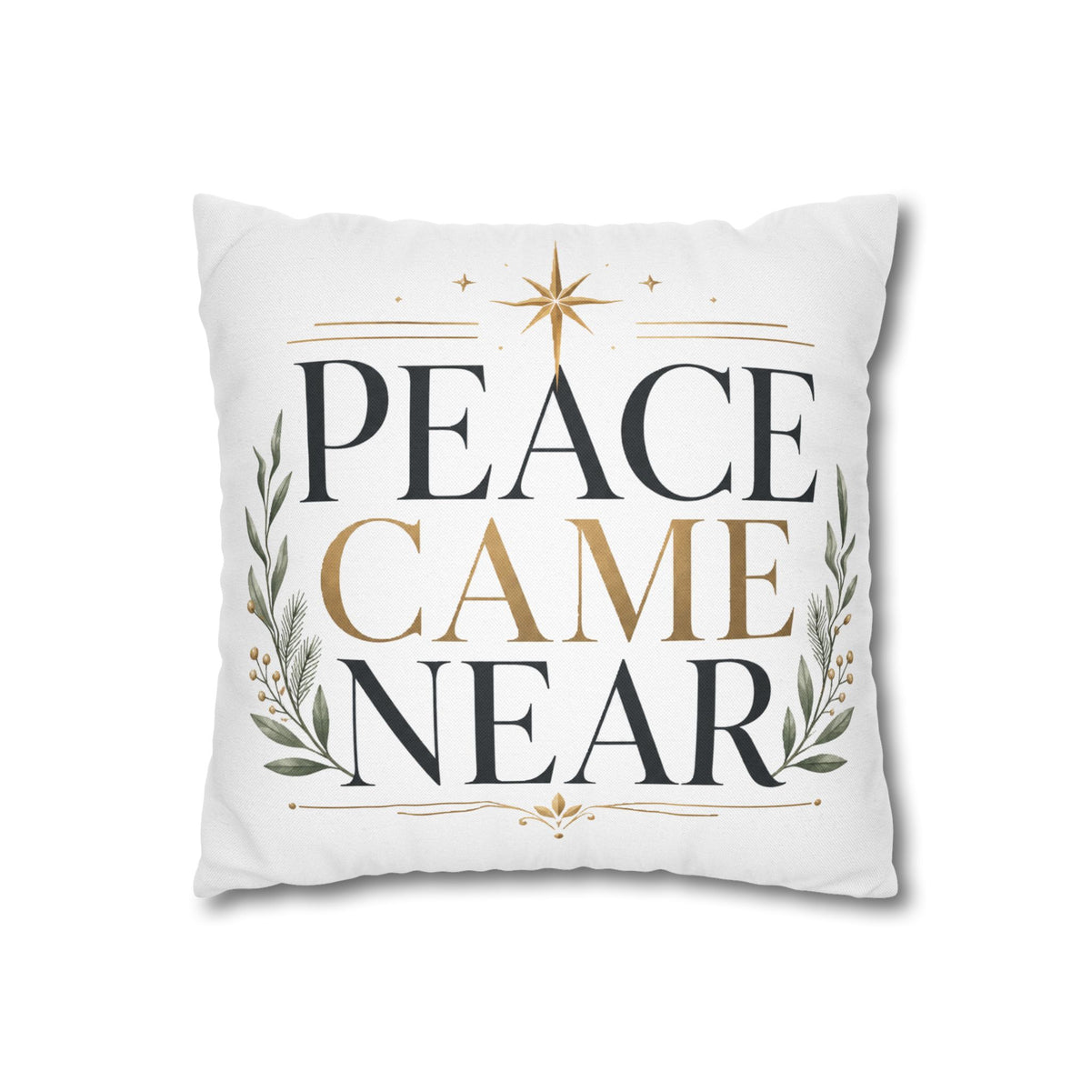 Christmas Peace Came Near Square Pillow — Christmas Holiday Decorative Throw Pillowcase