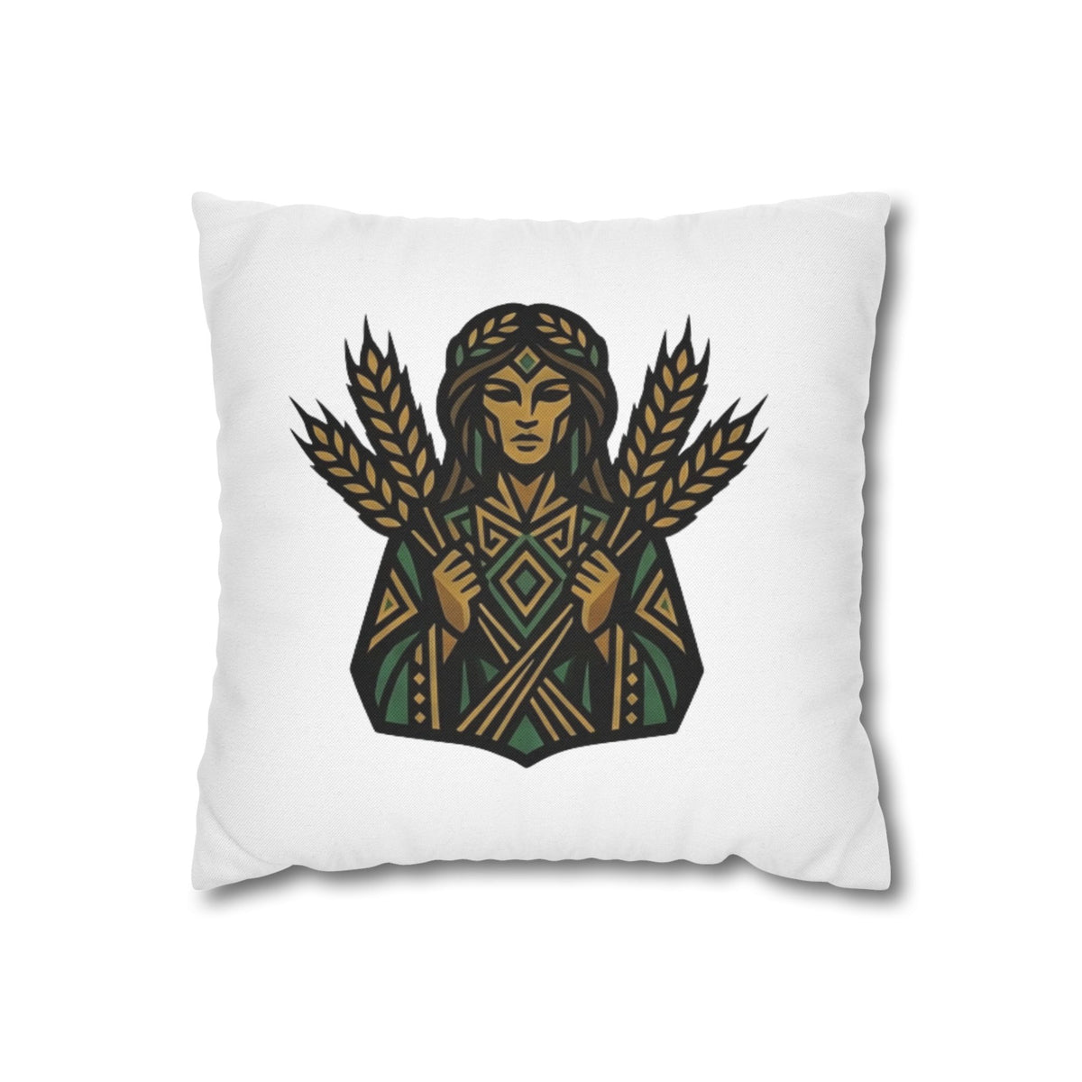 Virgo Harvest Goddess Pillowcase — Boho Wheat Decorative Throw Pillow