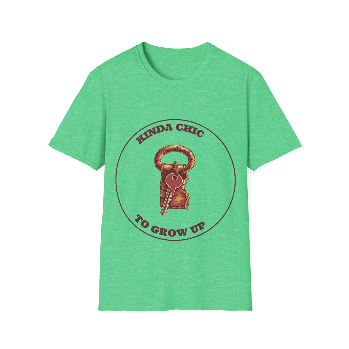 "Kinda Chic To Grow Up" Vintage Key Graphic Tee - Funny Relatable Aesthetic White T-Shirt - Trending Now - September 2026