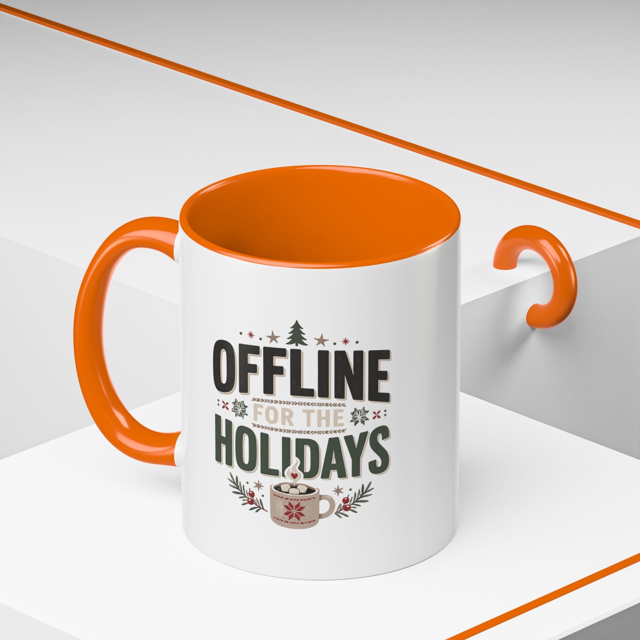 Christmas Holiday Coffee Mug — “Offline for the Holidays” Accent Ceramic Mug