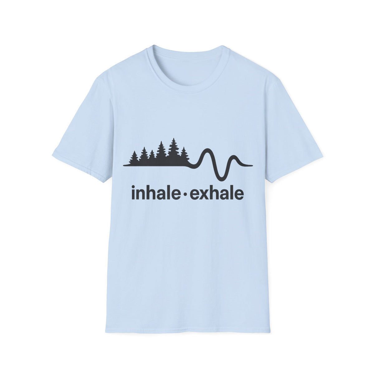 "Inhale Exhale" Mountain Pulse Graphic Tee - Minimalist Breathe Yoga Mindfulness White T-Shirt - Trending Now - September 2026