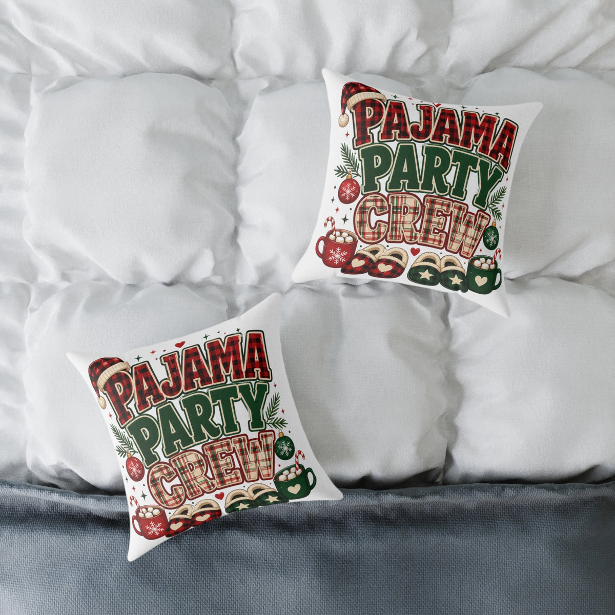 Christmas Pillow — Pajama Party Crew Holiday Decorative Throw Pillow