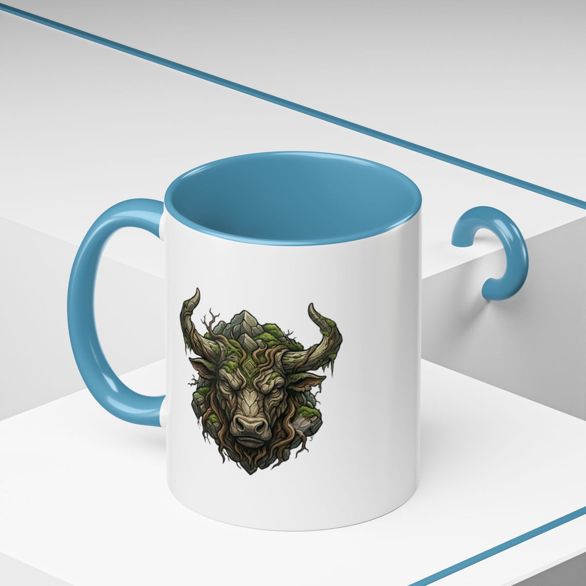 Taurus Bull Nature Coffee Mug — Rustic Green Bull Head Accent Mug