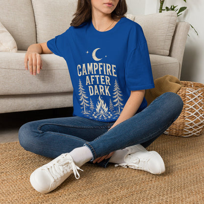 Campfire After Dark T-Shirt — Vintage Moon & Pine Camping Tee